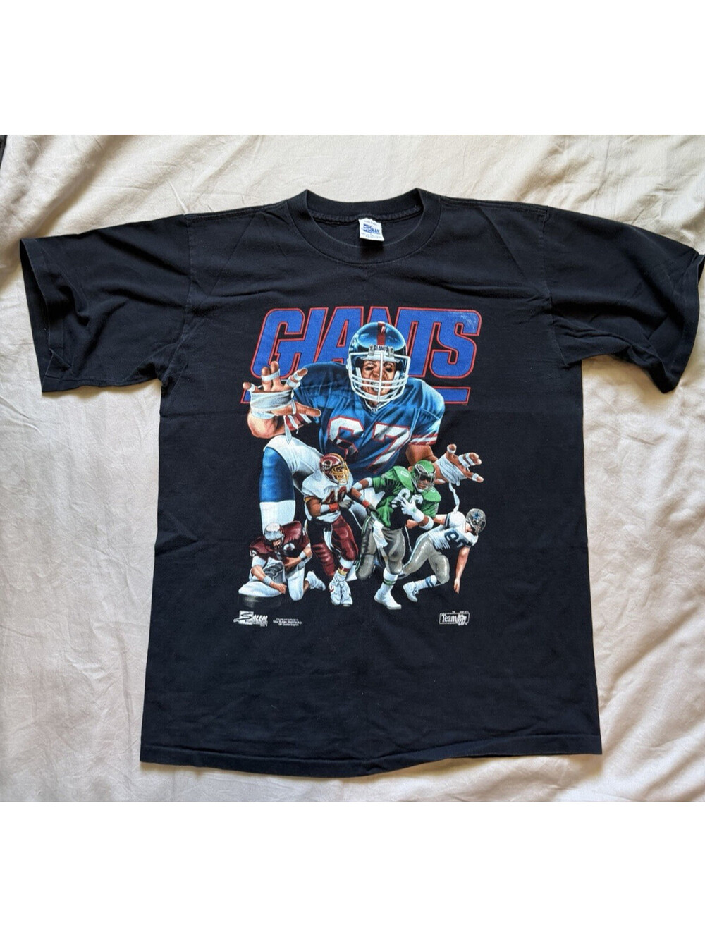 Vintage 1992 Salem Sportswear NY Giants T-Shirt Black NFL Blokecore Large